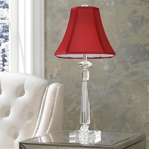 2 Pcs Wine Red Square Cute Lamp Shades Octagonal Faux Silk Lampshade Replacement Medium Lampshade 6.5×13×10.6IN (13IN 2 PACK / Red)