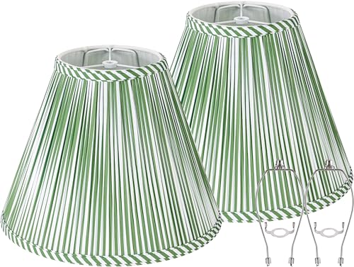Lamp Shades White Green Polyester Set of 2 Bell Shade 6"×13"×9.8" (Green-2 Pack / 6*13*9.8in)