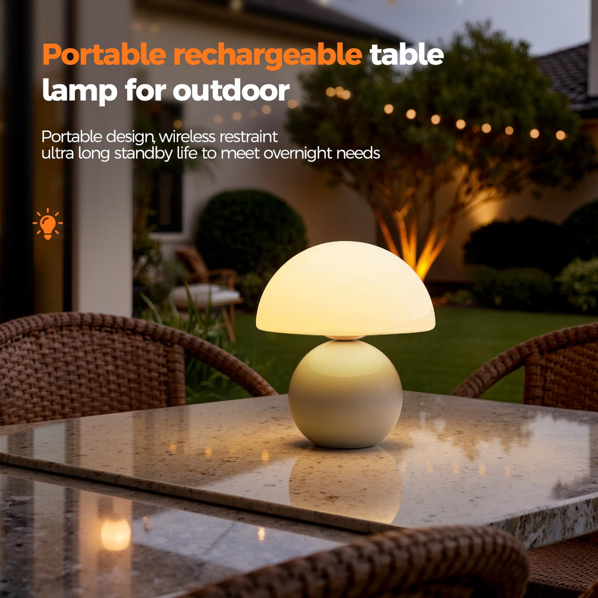 Wireless Mushroom Lamp Set of 2 (Cream / 2 Pack-Wireless)