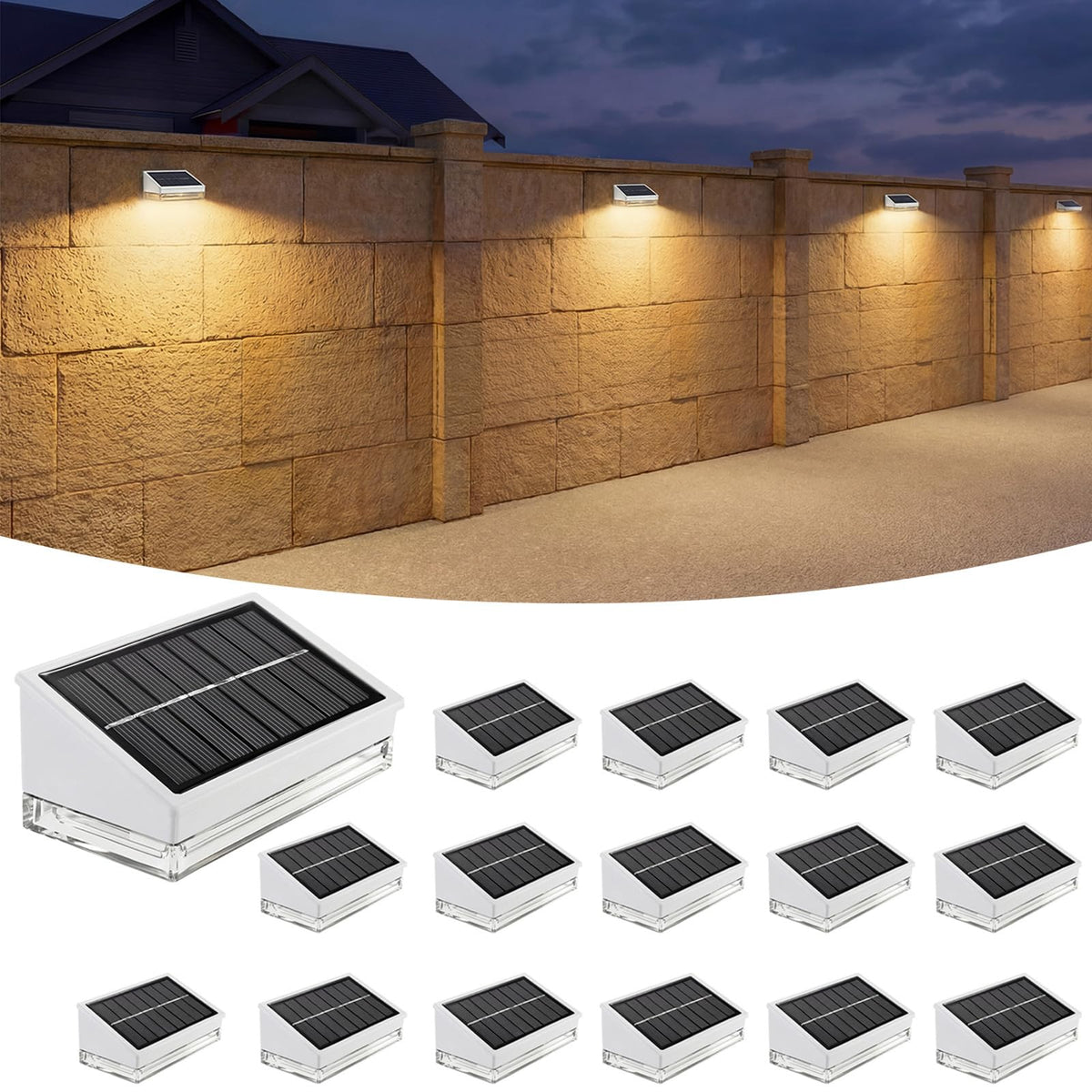 Solar Fence Lights 16 Pack (White / 16 Pack)