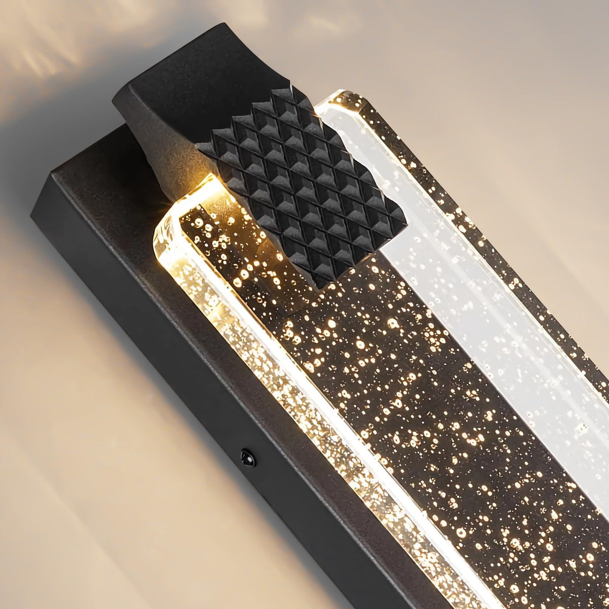 23.6in Black Outdoor Wall Sconces Modern LED Crystal Exterior Lights (Black / 23.6 inch)