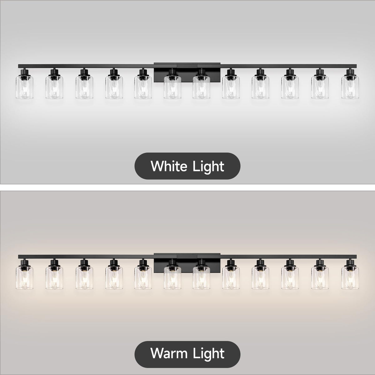 12 Light Bathroom Light Fixtures (Black / 12-light)