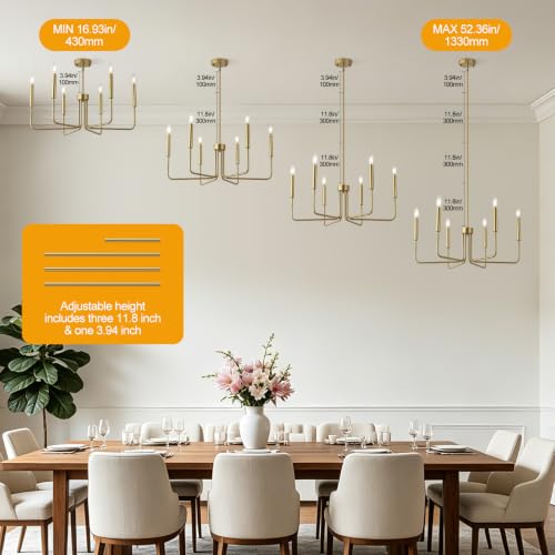 Brushed Gold Chandelier for Dining Room