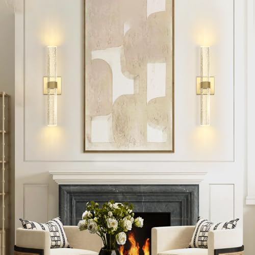 Set of 2 Gold LED Wall Sconce Lights Warm Light Modern Crystal Wall Lights Vanity Lighting Fixtures Sconces for Bathroom Living Room Bedroom Dining Room Hallway (Gold / set of 2)