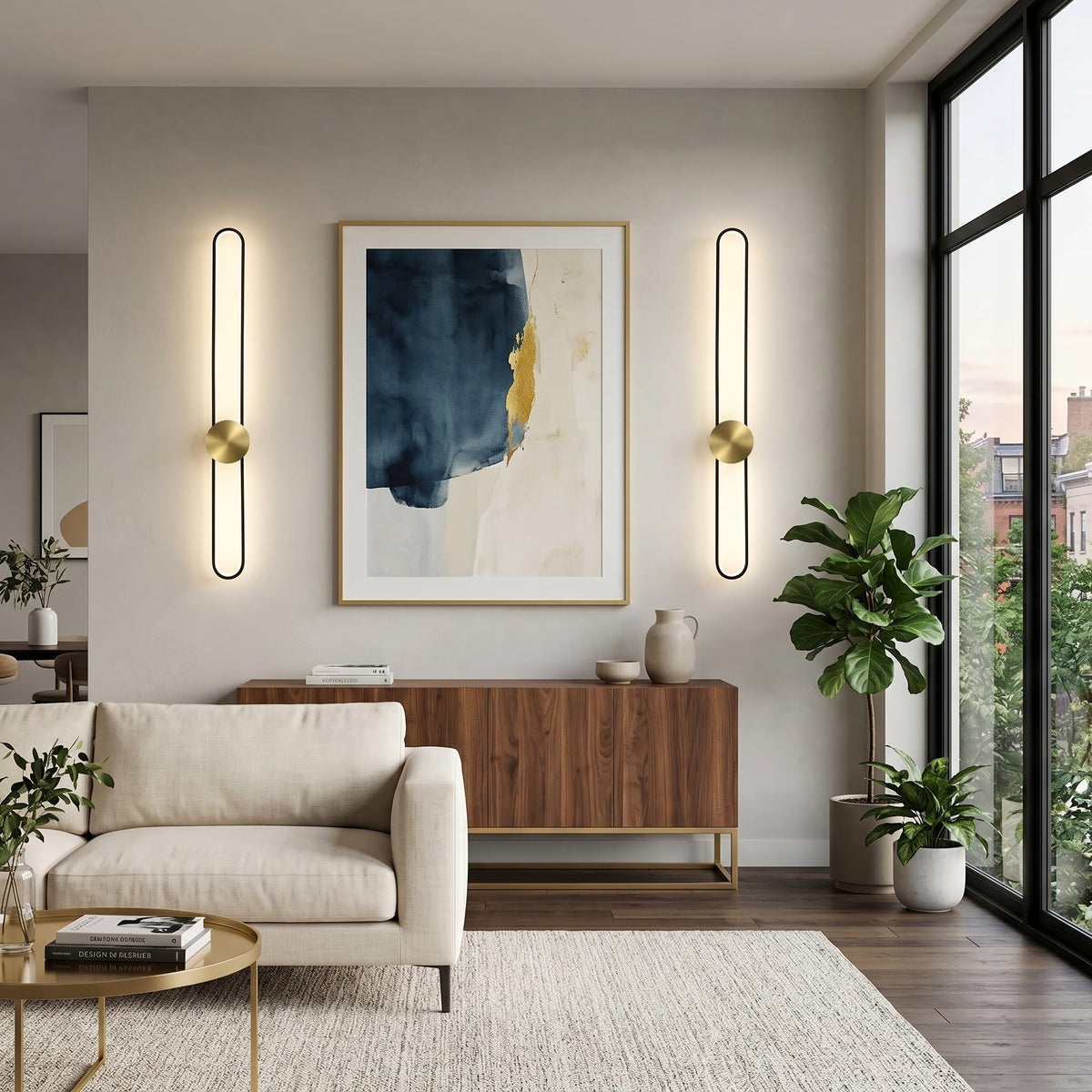 Modern Wall Sconce 4000K Dimmable LED Wall Light Fixture (Black / 43.3 inch, 4000K)