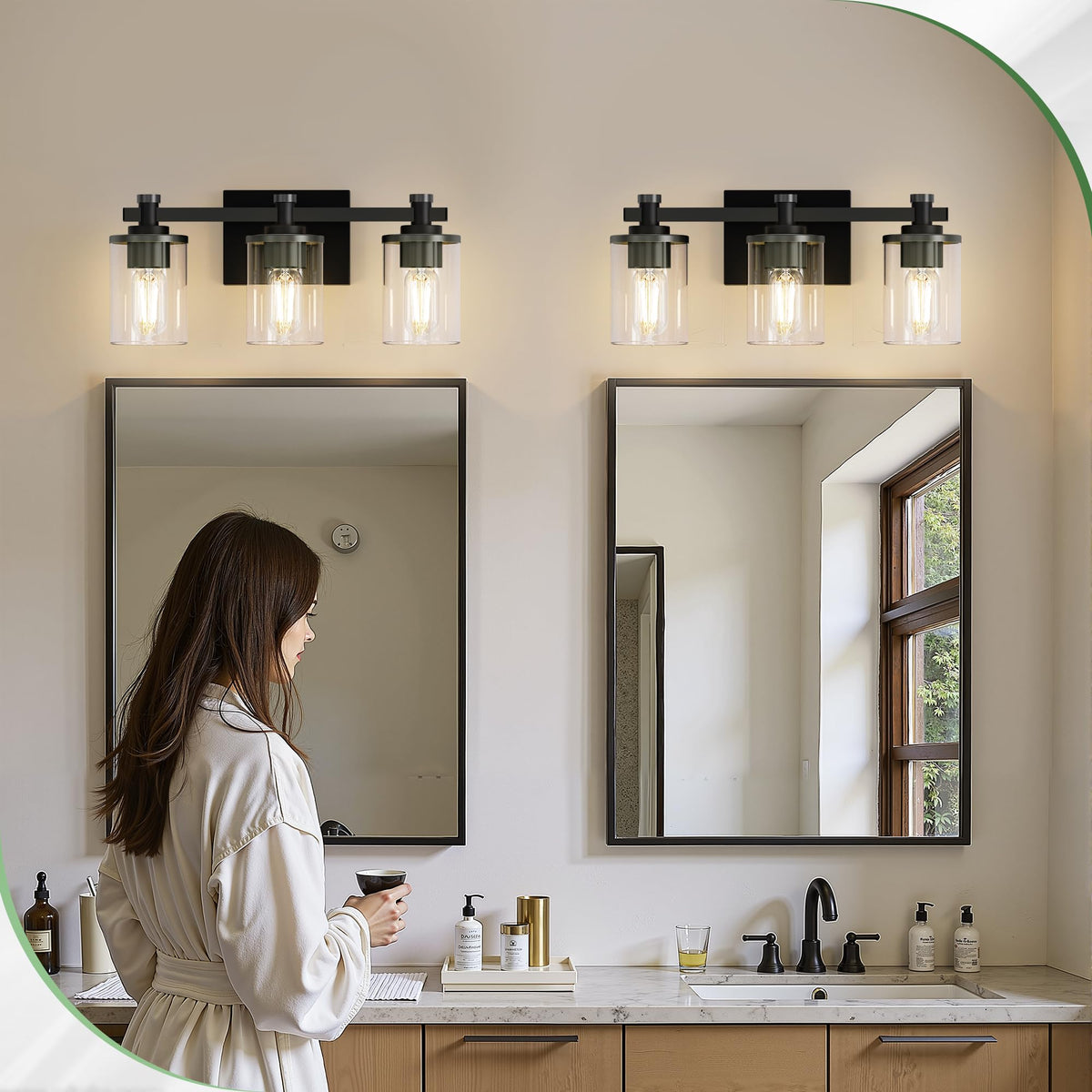 Bathroom Vanity Light Fixture Over Mirror 20 Inch Matte Black (Upgraded Matte Black / 3-Light (20inch))