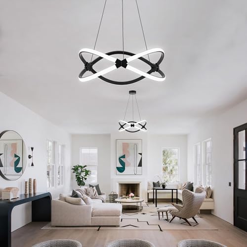 13.78 inches Black Dimmable Modern Led Chandelier with Remote Control