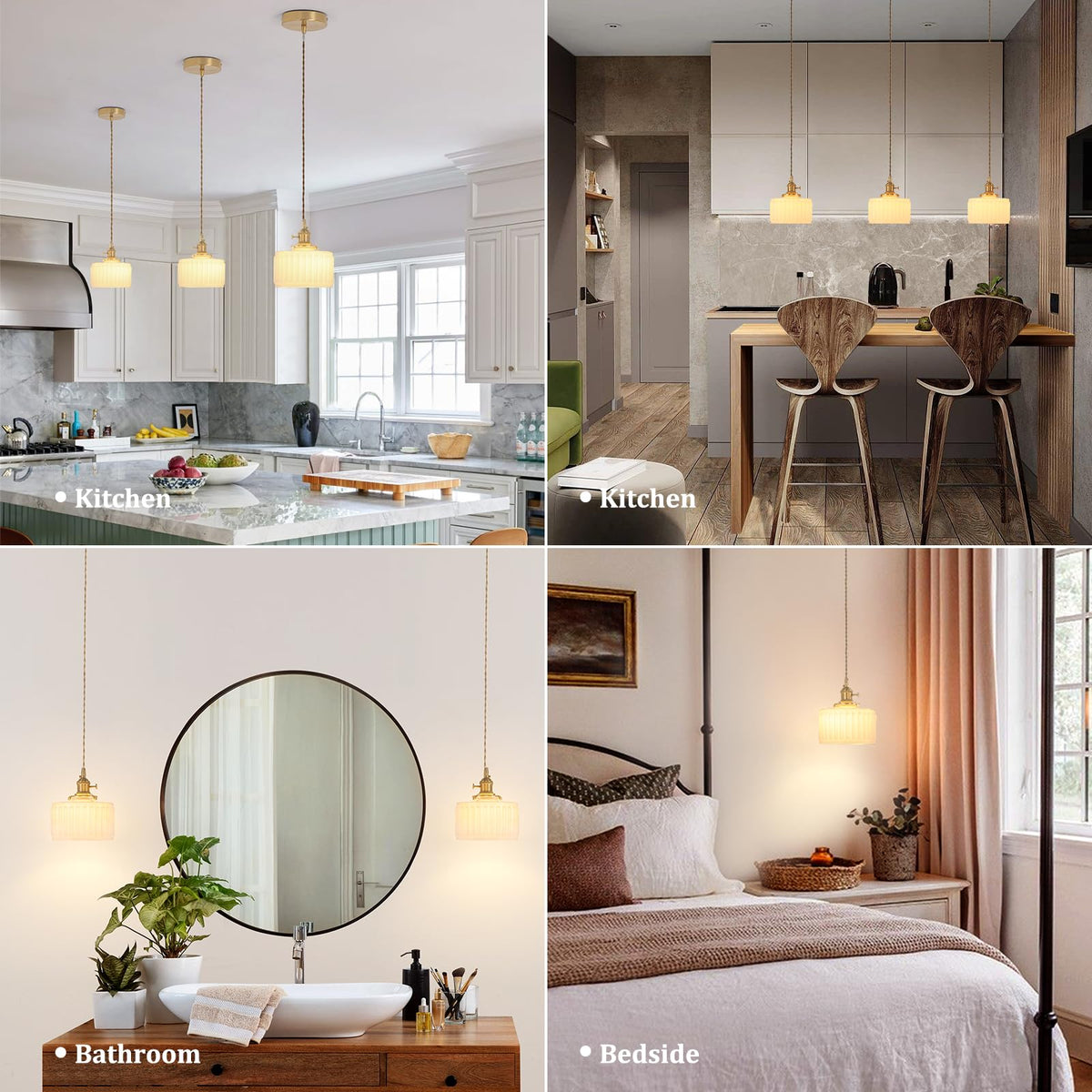 Pendant Light 2 Pack with White Striped Glass Lmapshade (Z-Striped White)