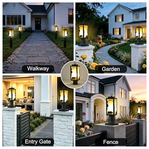 Outdoor Pole Light Fixtures Bear Pattern