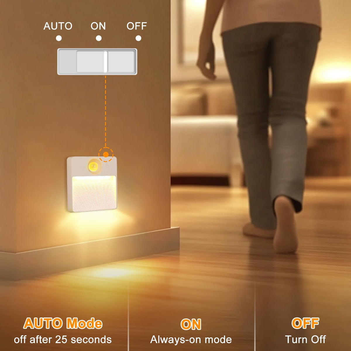 8 Pack Rechargeable Stair Lights for Indoor (8 Pack / White)