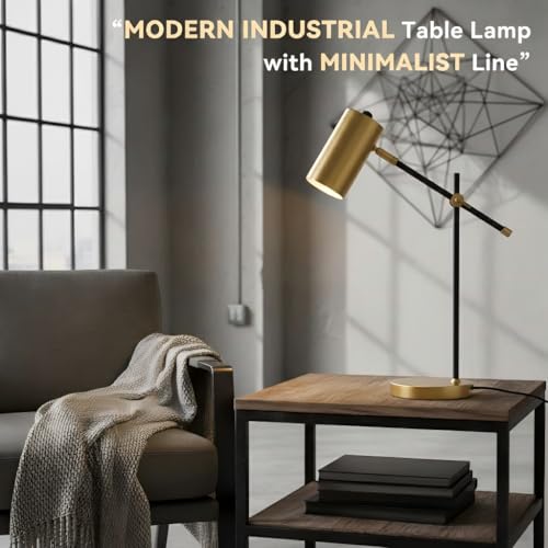Modern Black and Gold Desk Lamp with Type C Charging Port (Black & Gold)