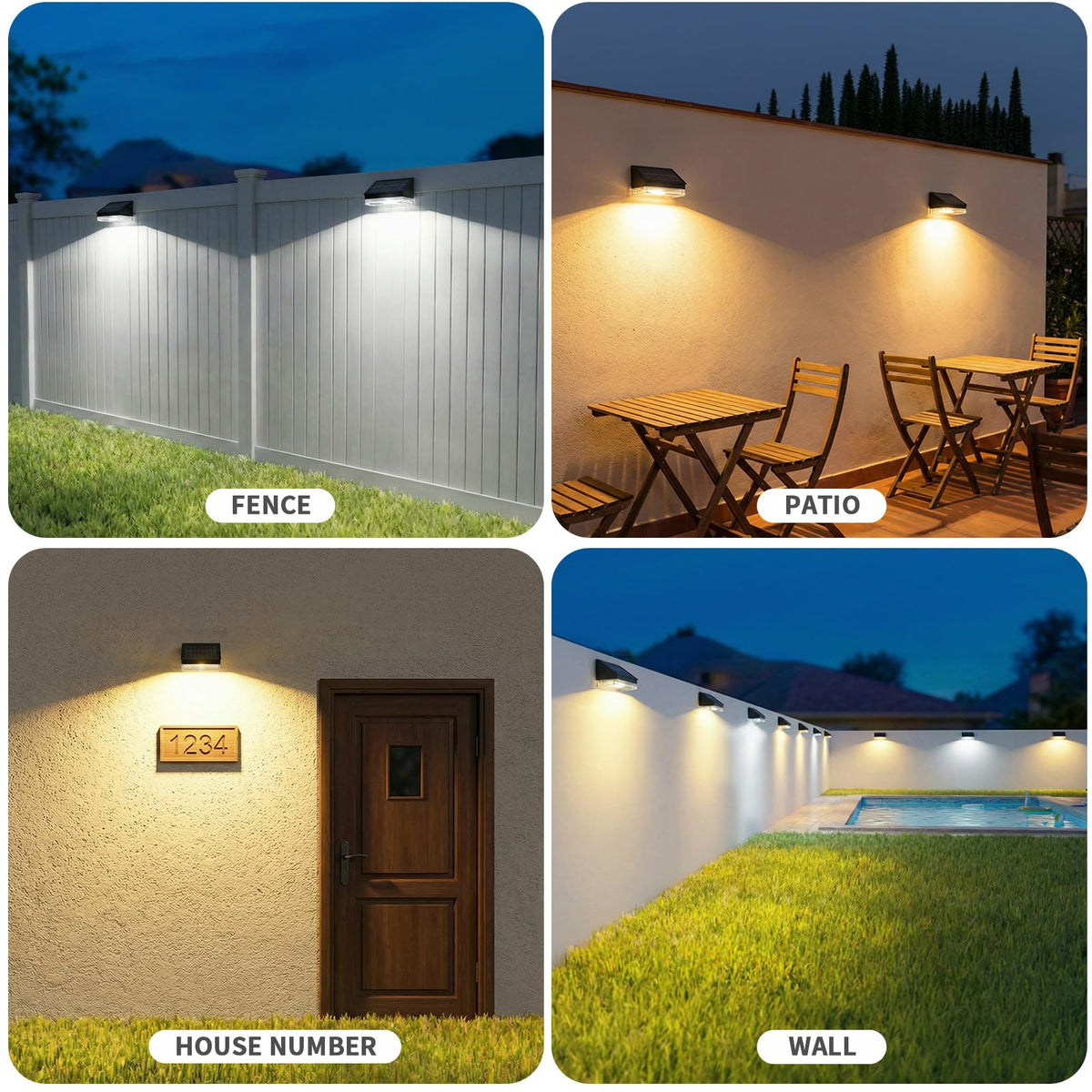 Solar Fence Lights 8 Pack (Black / 8 Pack)