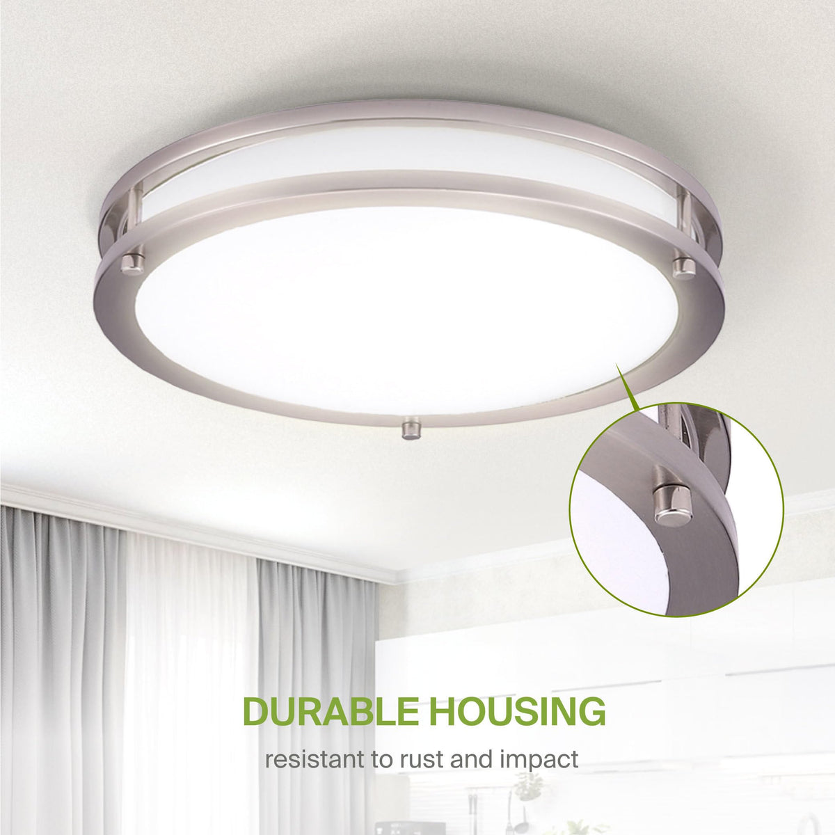 LED 16" Round Flush Mount Lighting (Brushed Nickel)