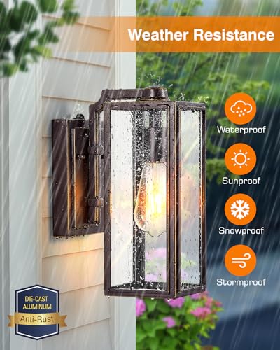 Dusk to Dawn Outdoor Lighting (Oil Rubbed Bronze Gold / D2D Square 2-Pack)