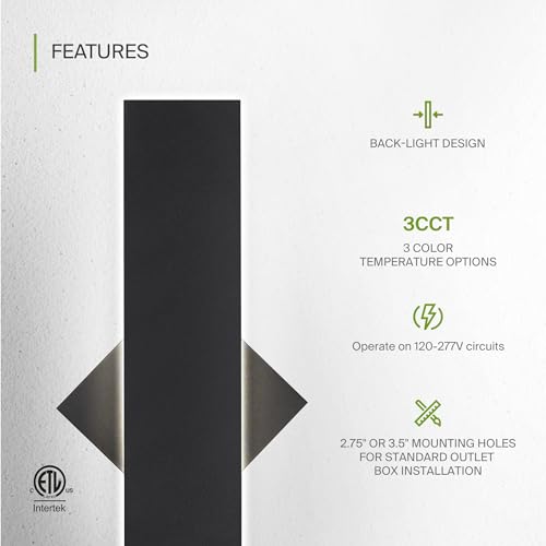 24" LED Linear Wall Sconce 2 Pack (Black)