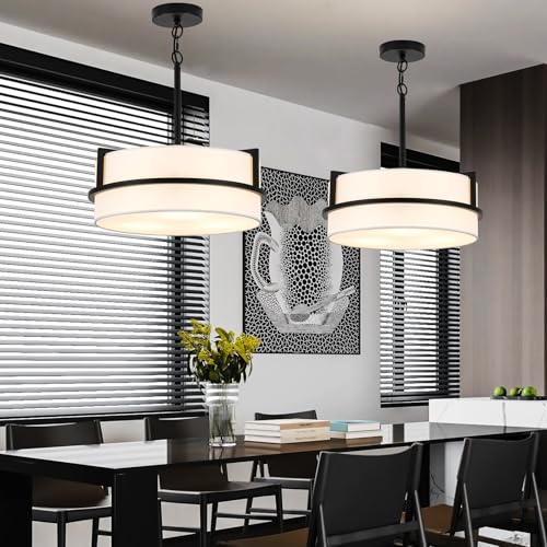 White Linen Drum Chandelier