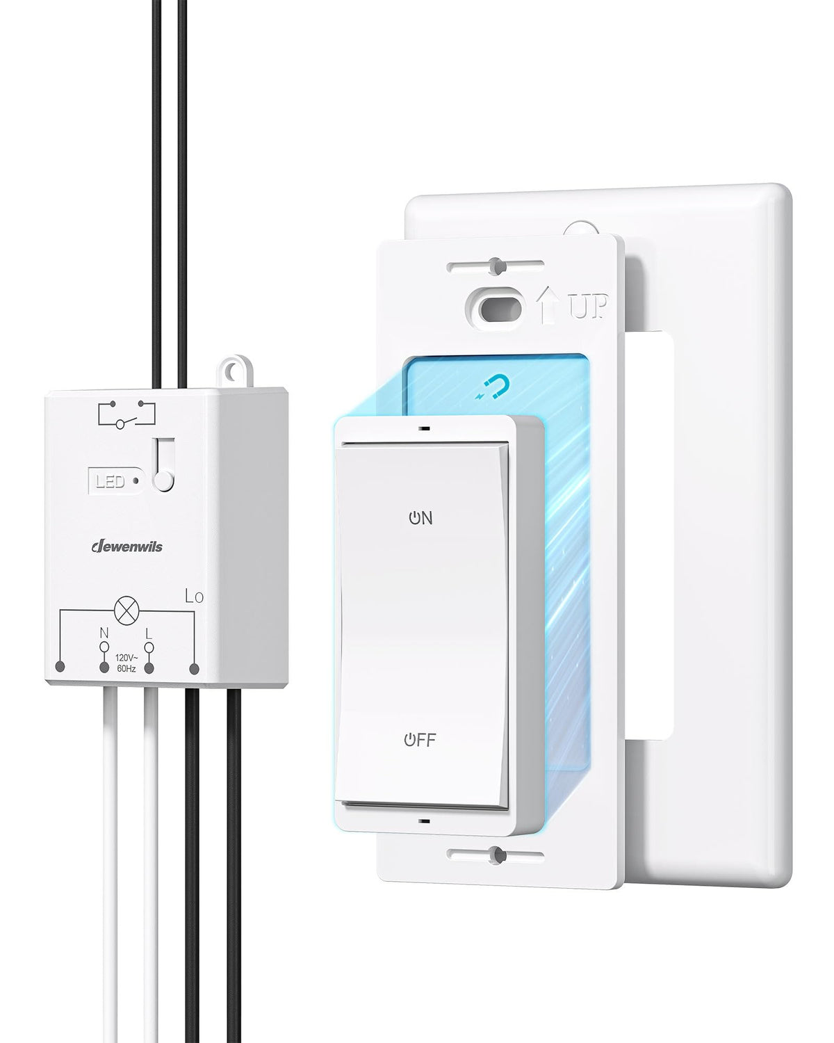 Wireless Light Switch and Receiver Kit (1 Magnetic Transmitter+1 Receiver)