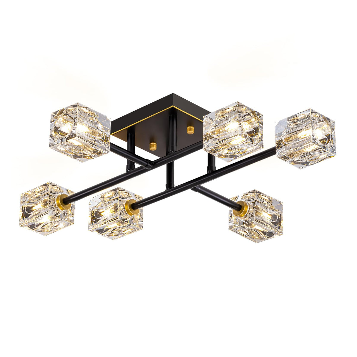 Semi Flush Mount Ceiling Light Fixture (Black+Gold(6lights) / 23.6inch)