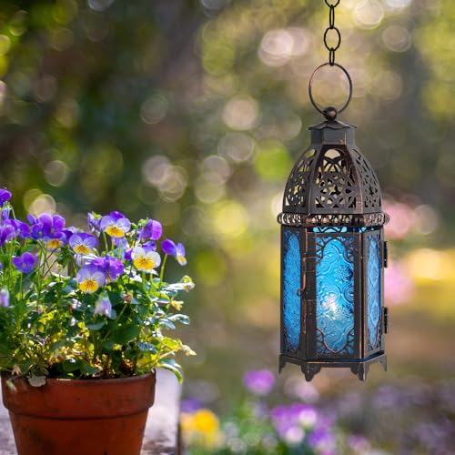 Christmas Lanterns Decorations Indoor & Outdoor (Medium / Blue - 11''h)