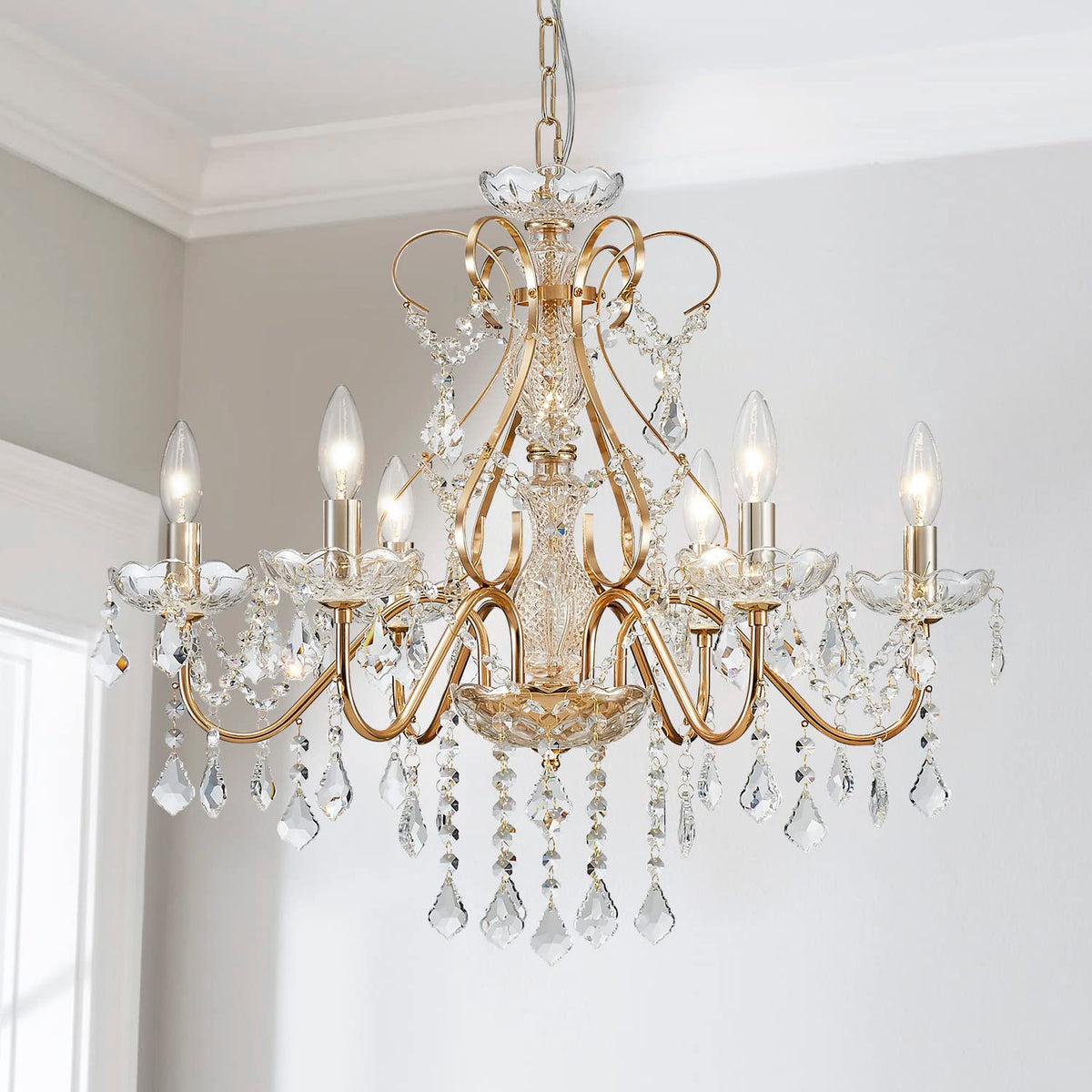 Saint Mossi 6 Light Crystal Chandelier Light Fixture Modern Chandelier Crystal Lighting (French Gold)