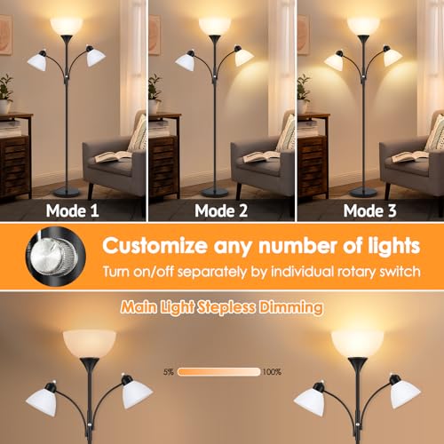 Torchiere Floor Lamps for Living Room (Black)