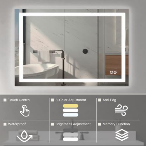 LED Bathroom Mirror with Lights (Rect-white Led / 28"L x 20"W)