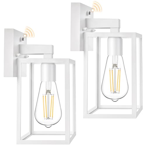 2 Pack Dusk to Dawn Outdoor Wall Light Fixtures (White)