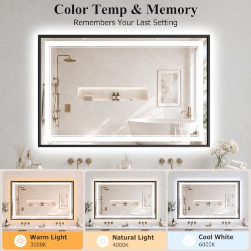36"x55" LED Bathroom Mirror with Lights (Black / 55"L x 36"W)