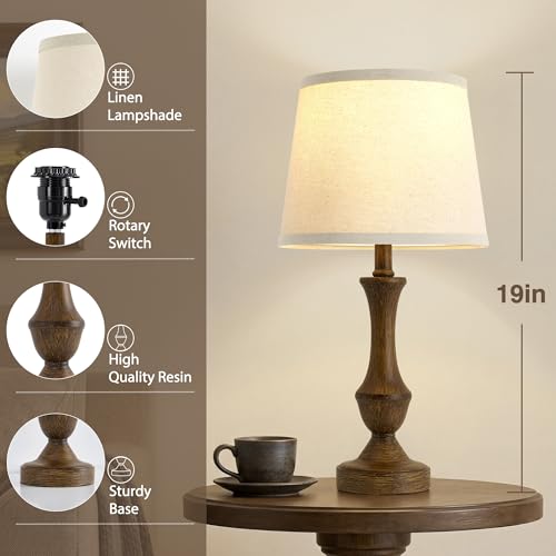 Table Lamp Set of 2 (Wood Grain / 19 in)