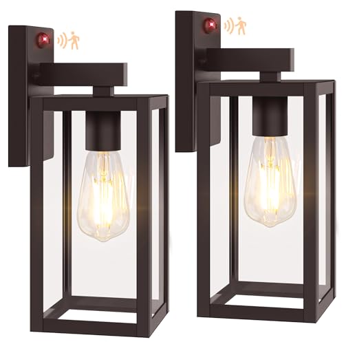 2 Pack 13” Upgraded Motion Sensor Outdoor Wall Lights (Brown / 13in)