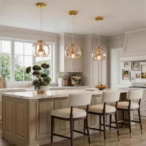 Champagne Gold Glass Pendant Light Kitchen Island (Champagne Gold(7.87 in) / 1-Pack)