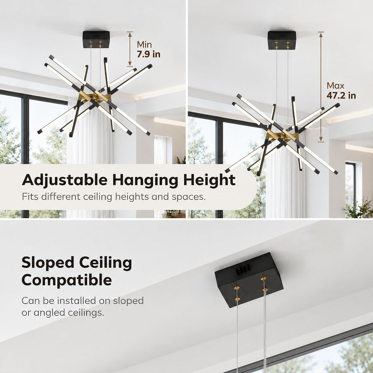 Modern LED Chandelier (12Head-Square Tube)