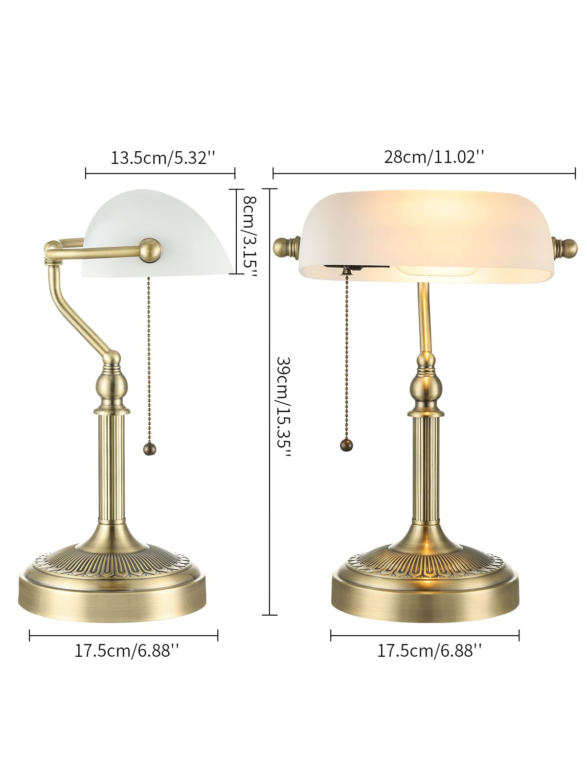 Matted White Traditional Glass Bankers Desk Lamp (Matted White-Simple / Simple style)
