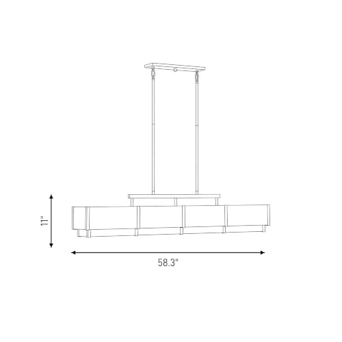 1-2332-8-50 Orleans Vintage Mid-Century Modern Natural Alabaster Linear Chandelier, 8-Light 480 Total Watts, 11" H x 58" L, Black Cashmere (58" Long / Black Cashmere)