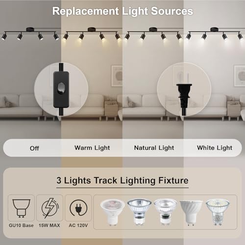 Plug in Track Lighting LED (4-Light Track Light(Black))