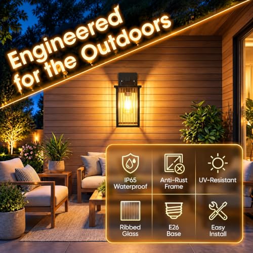 18" Matte Black Outdoor Wall Light (Black / 18''-1 Pack)