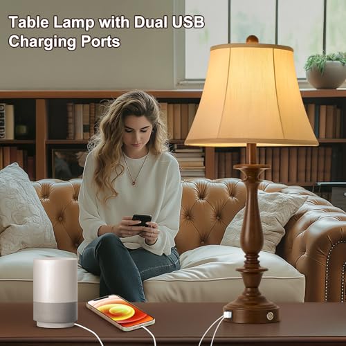 28.5'' Farmhouse Table Lamp Set of 2 (Antique Walnut / 28.5'')