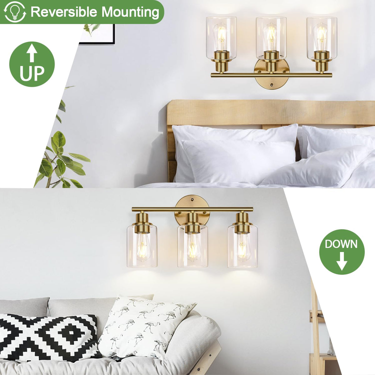 3 Light Gold Bathroom Light Fixtures (Brushed Gold / 3-light)