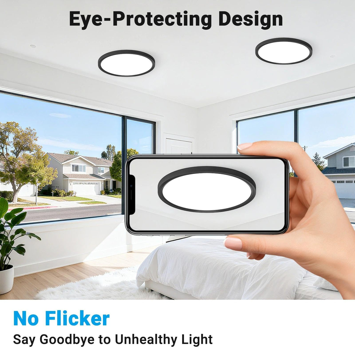 LED Flush Mount Ceiling Light 5 Color Temperatures 9inch 2Pack (Black / 9 Inch-2pack)