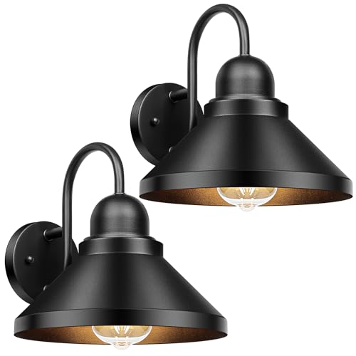 Gooseneck Outdoor Wall Sconces (Black / 10.12IN)