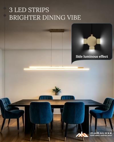 Modern 3 LED Linear Pendant Light 52 inch Gold Island Light Dimmable (Gold / 52'')