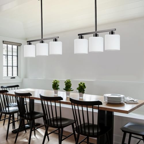 3 Light Black Kitchen Island Lighting (Black & Milky White Glass / 3 Light)