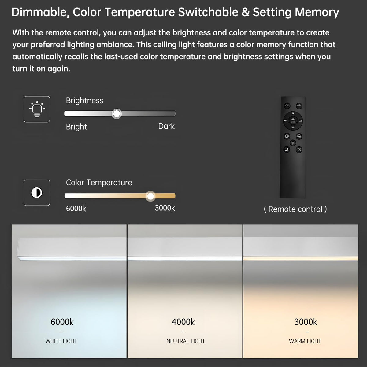 white ceiling light LED (White / 59IN)