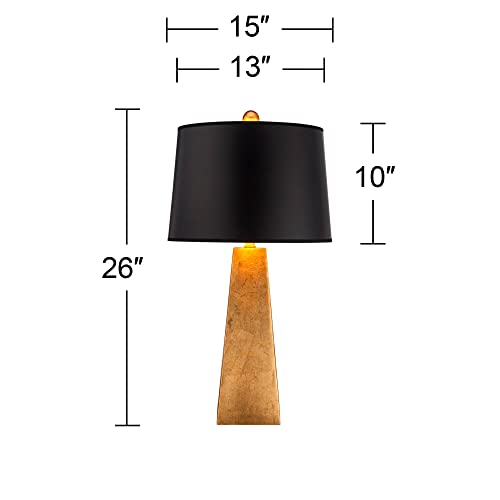 Obelisk 26" Tall Table Lamp Gold Black Shade Finish Modern (Gold)