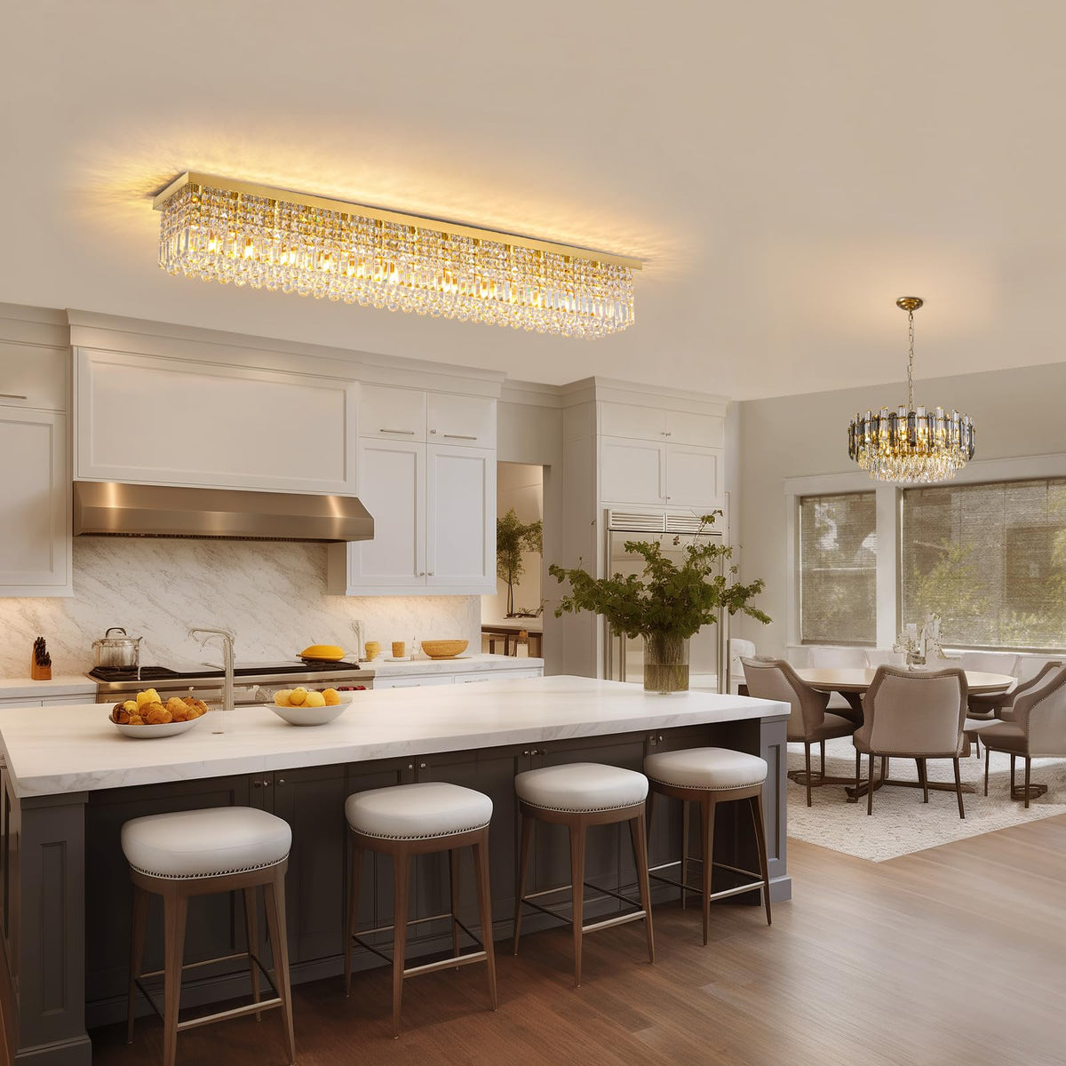 Rectangular Chandelier (Gold(Ceiling) / L59")