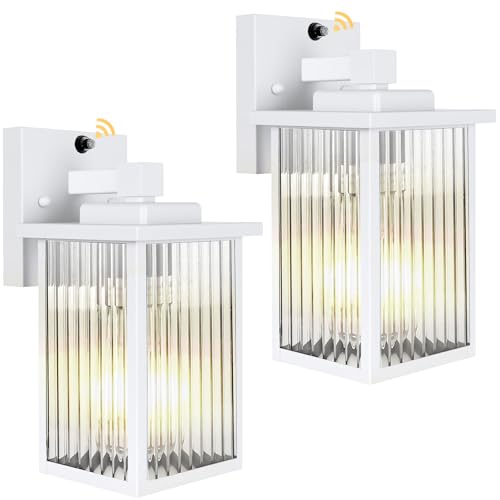 2 Pack White Dusk to Dawn Outdoor Wall Light (White / 10.6''-2 Pack)