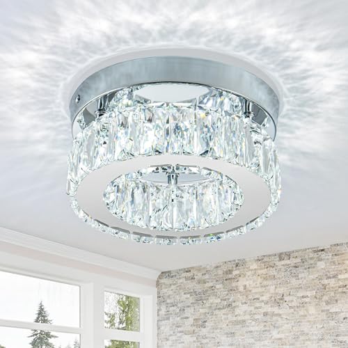 7.8” Crystal Ceiling Light Fixture (7.8in-Round-Cool White)
