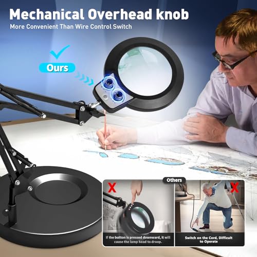 12X Magnifying Glass with Light and Stand (12X 9.06 INCH Base & Clamp)