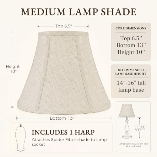 1 Pack Beige Natural Linen Bell Lamp Shade (Beige / Medium - 6.5×13×10 in)