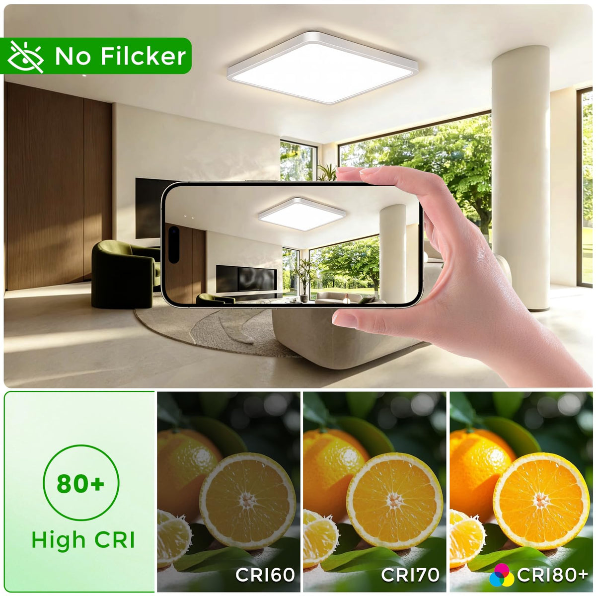 15.7Inch 32W Square LED Ceiling Light Fixtures Flush Mount (Natural White / 15.7 inch White)